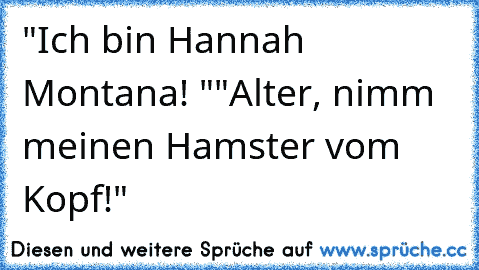 "Ich bin Hannah Montana! "
"Alter, nimm meinen Hamster vom Kopf!"