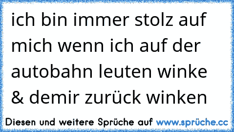 ich bin immer stolz auf mich wenn ich auf der autobahn leuten winke & demir zurück winken