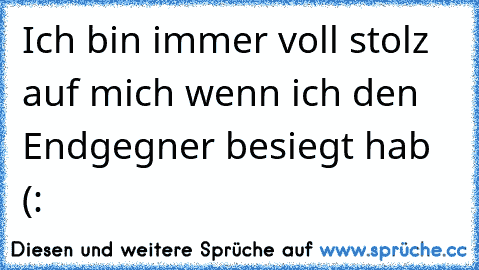 Ich bin immer voll stolz auf mich wenn ich den Endgegner besiegt hab (: