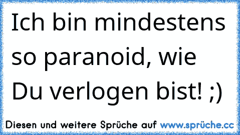 Ich bin mindestens so paranoid, wie Du verlogen bist! ;)