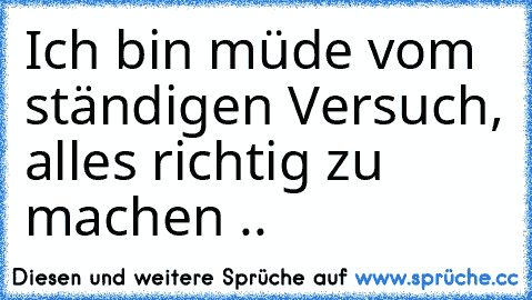 Ich bin müde vom ständigen Versuch, alles richtig zu machen ..