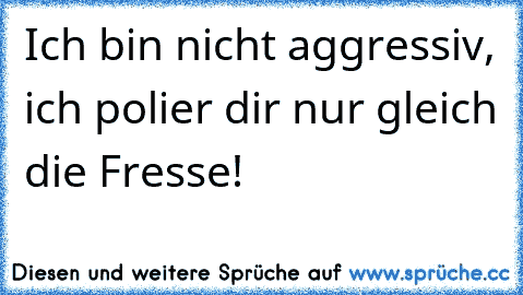 Ich bin nicht aggressiv, ich polier dir nur gleich die Fresse!