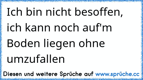 Ich bin nicht besoffen, ich kann noch auf'm Boden liegen ohne umzufallen