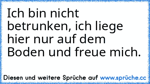 Ich bin nicht betrunken, ich liege hier nur auf dem Boden und freue mich.