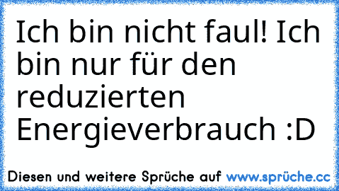 Ich bin nicht faul! Ich bin nur für den reduzierten Energieverbrauch :D