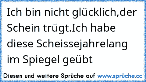 Ich bin nicht glücklich,
der Schein trügt.
Ich habe diese Scheisse
jahrelang im Spiegel geübt