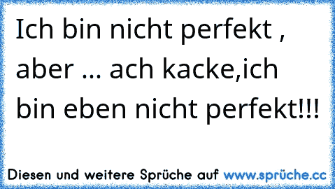 Ich bin nicht perfekt , aber ... ach kacke,ich bin eben nicht perfekt!!!