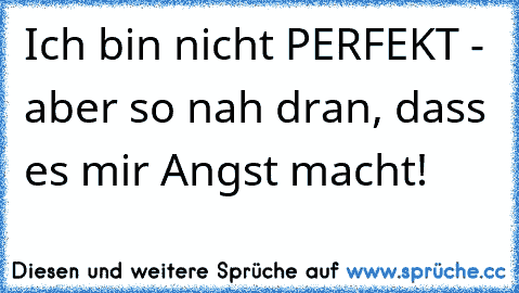 Ich bin nicht PERFEKT - aber so nah dran, dass es mir Angst macht!