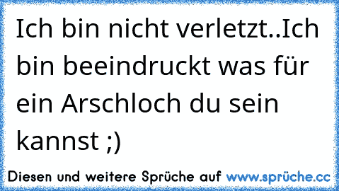 Ich bin nicht verletzt..Ich bin beeindruckt was für ein Arschloch du sein kannst ;)