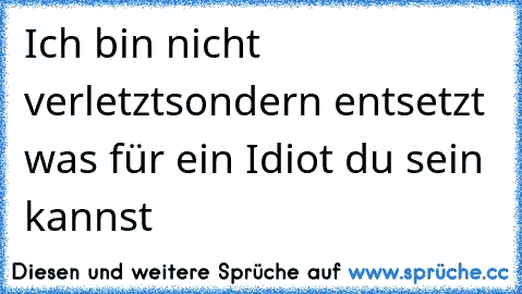 Ich bin nicht verletzt
sondern entsetzt was für ein Idiot du sein kannst