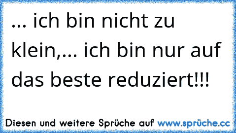 ... ich bin nicht zu klein,... ich bin nur auf das beste reduziert!!!