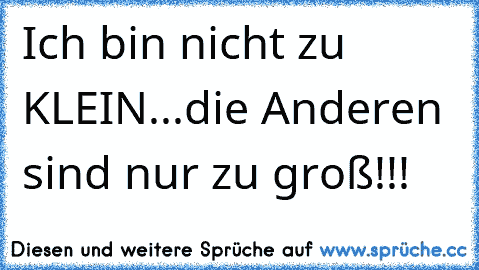 Ich bin nicht zu KLEIN...die Anderen sind nur zu groß!!!