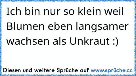 Ich bin nur so klein weil Blumen eben langsamer wachsen als Unkraut :) ♥