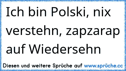 Ich bin Polski, nix verstehn, zapzarap auf Wiedersehn