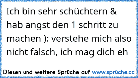 Ich bin sehr schüchtern & hab angst den 1 schritt zu machen ): verstehe mich also nicht falsch, ich mag dich eh 