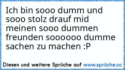 Ich bin sooo dumm und sooo stolz drauf mid meinen sooo dummen freunden soooooo dumme sachen zu machen :P