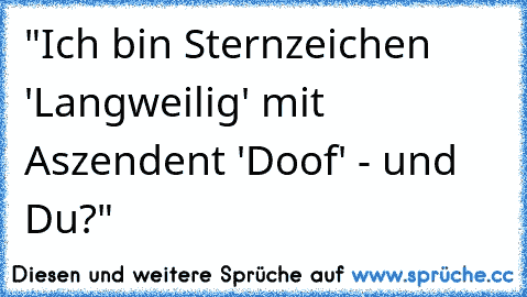 "Ich bin Sternzeichen 'Langweilig' mit Aszendent 'Doof' - und Du?"