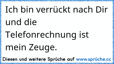 Ich bin verrückt nach Dir und die Telefonrechnung ist mein Zeuge. 