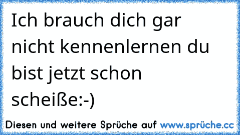 Ich brauch dich gar nicht kennenlernen du bist jetzt schon scheiße:-)