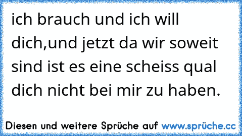 ich brauch und ich will dich,und jetzt da wir soweit sind ist es eine scheiss qual dich nicht bei mir zu haben. ♥ ♥ ♥