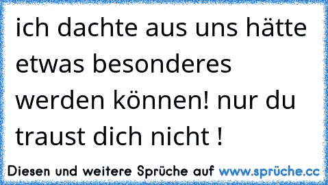 ich dachte aus uns hätte etwas besonderes werden können! nur du traust dich nicht !