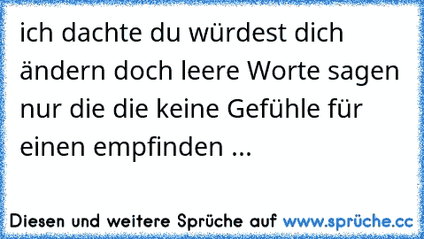 ich dachte du würdest dich ändern doch leere Worte sagen nur die die keine Gefühle für einen empfinden ...