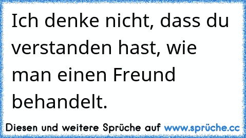 Ich denke nicht, dass du verstanden hast, wie man einen Freund behandelt.