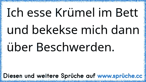 Ich esse Krümel im Bett und bekekse mich dann über Beschwerden.