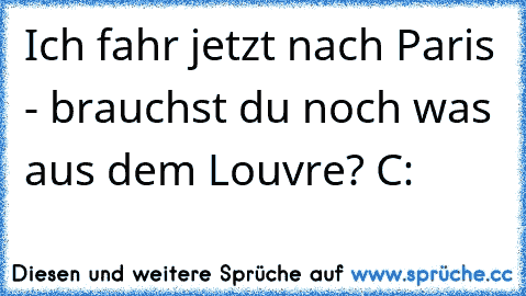 Ich fahr jetzt nach Paris - brauchst du noch was aus dem Louvre? C: