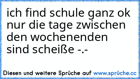 ich find schule ganz ok nur die tage zwischen den wochenenden sind scheiße -.-