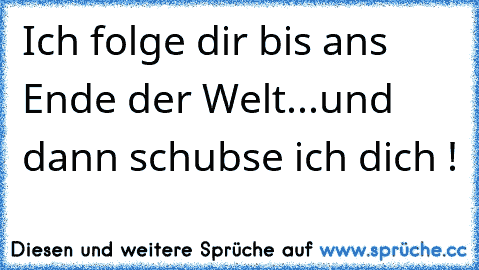 Ich folge dir bis ans Ende der Welt...und dann schubse ich dich !