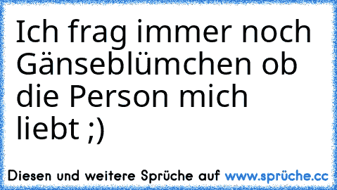 Ich frag immer noch Gänseblümchen ob die Person mich liebt ;) ♥