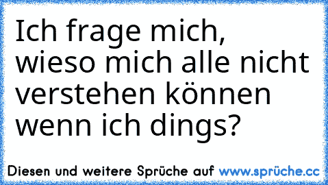 Ich frage mich, wieso mich alle nicht verstehen können wenn ich dings?