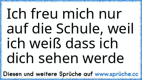 Ich freu mich nur auf die Schule, weil ich weiß dass ich dich sehen werde ♥