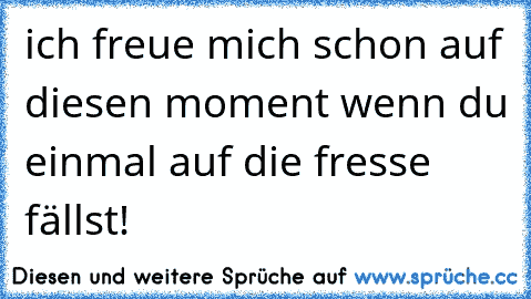 ich freue mich schon auf diesen moment wenn du einmal auf die fresse fällst!