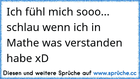 Ich fühl mich sooo... schlau wenn ich in Mathe was verstanden habe xD