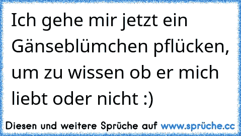 Ich gehe mir jetzt ein Gänseblümchen pflücken, um zu wissen ob er mich liebt oder nicht :)