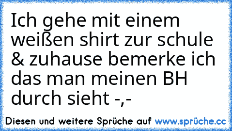 Ich gehe mit einem weißen shirt zur schule & zuhause bemerke ich das man meinen BH durch sieht -,-