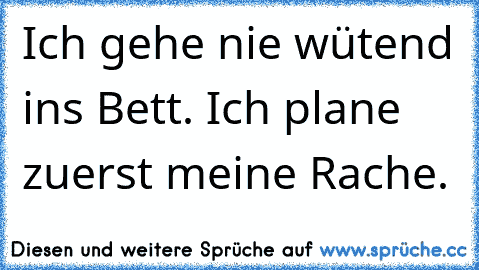 Ich gehe nie wütend ins Bett. Ich plane zuerst meine Rache.