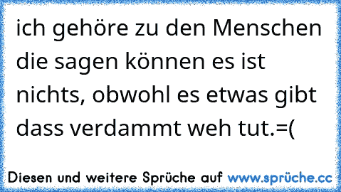 ich gehöre zu den Menschen die sagen können es ist nichts, obwohl es etwas gibt dass verdammt weh tut.=(