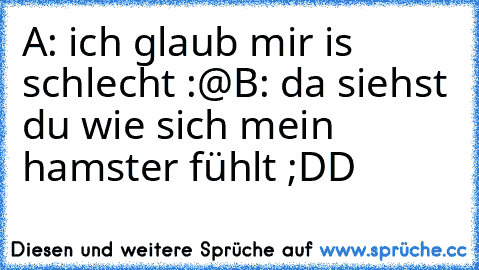 A: ich glaub mir is schlecht :@
B: da siehst du wie sich mein hamster fühlt ;DD