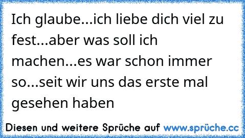 Ich glaube...ich liebe dich viel zu fest...aber was soll ich machen...es war schon immer so...seit wir uns das erste mal gesehen haben 