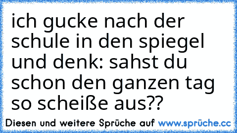 ich gucke nach der schule in den spiegel und denk: sahst du schon den ganzen tag so scheiße aus??