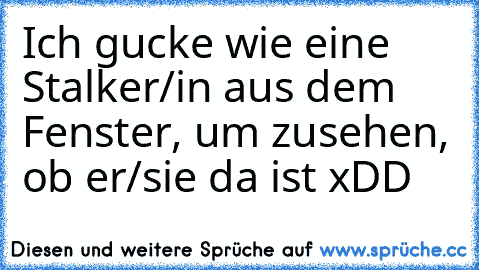 Ich gucke wie eine Stalker/in aus dem Fenster, um zusehen, ob er/sie da ist xDD