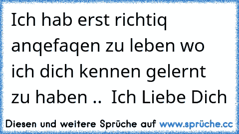 Ich hab erst richtiq anqefaqen zu leben wo ich dich kennen gelernt zu haben .. ♥ Ich Liebe Dich ♥