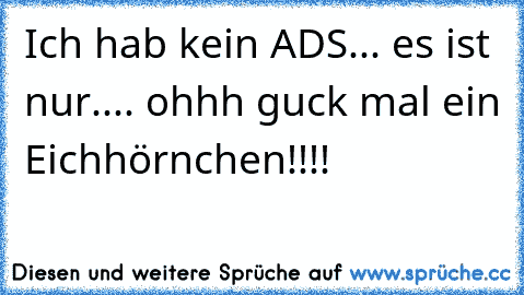 Ich hab kein ADS... es ist nur.... ohhh guck mal ein Eichhörnchen!!!!