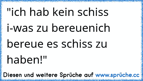 "ich hab kein schiss i-was zu bereuen
ich bereue es schiss zu haben!"