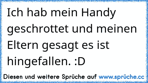 Ich hab mein Handy geschrottet und meinen Eltern gesagt es ist hingefallen. :D