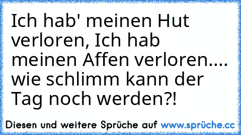 Ich hab' meinen Hut verloren, Ich hab meinen Affen verloren.... wie schlimm kann der Tag noch werden?!