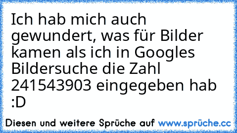 Ich hab mich auch gewundert, was für Bilder kamen als ich in Googles Bildersuche die Zahl 241543903 eingegeben hab :D